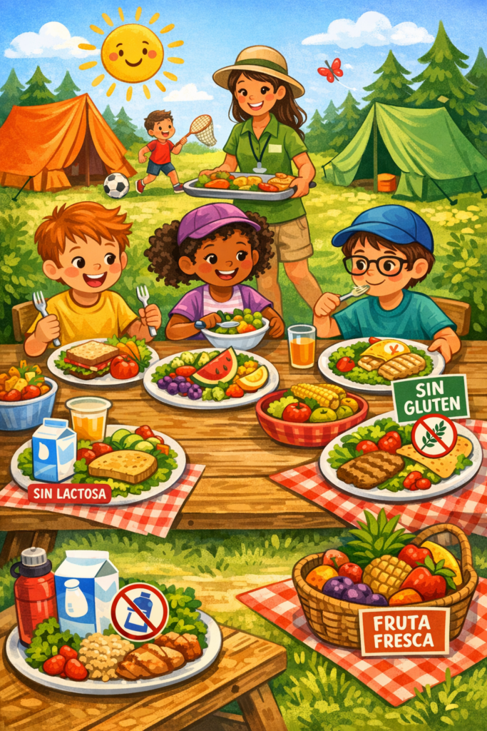 Alimentación en los campamentos de verano